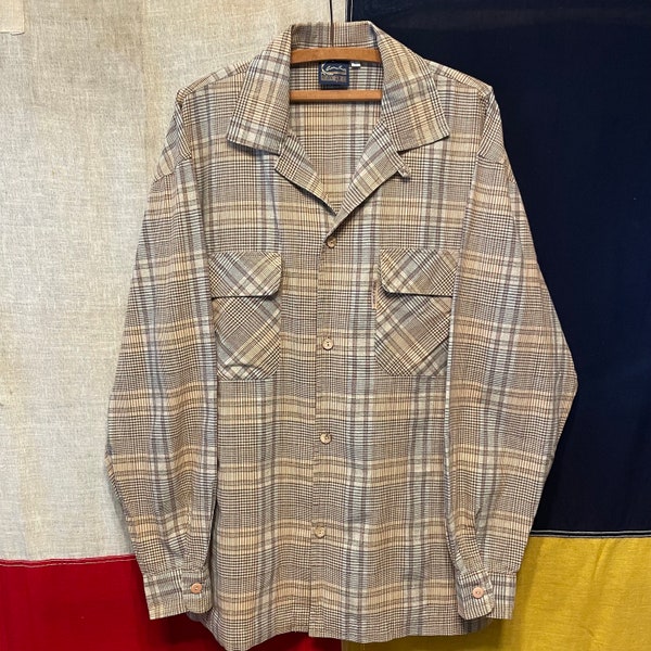 90s Karl Kani Loop Collar Button Down Shirt Sz L Flannel Check Plaid
