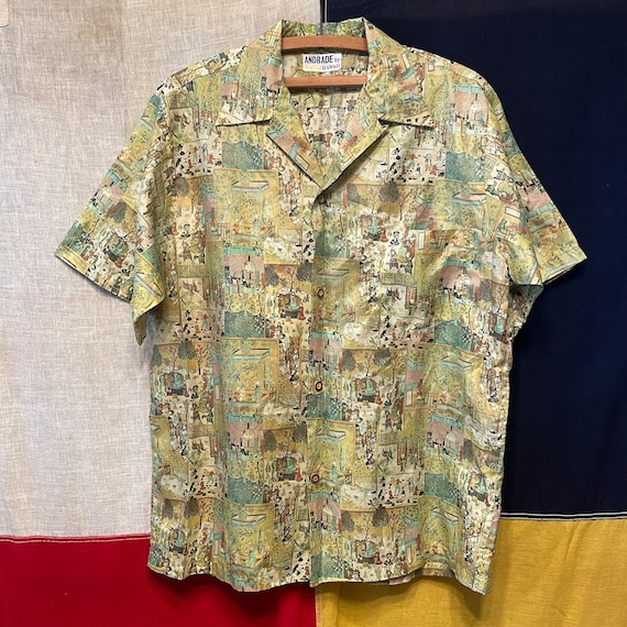 1960s Asian History Print Hawaiian Shirt from Andr