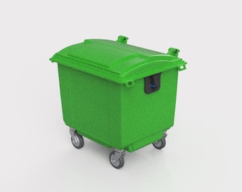 Afvalcontainer, vuilnisbak EU-versie (v1) - STL-bestand 1_12 - 1_24
