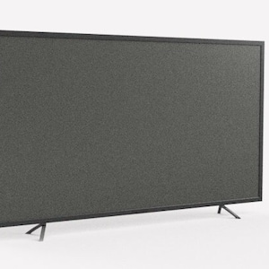 May include: A black flat screen television with a dark grey screen and a black stand with three legs.