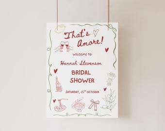 Editable That's Amore Italian Bridal Shower Welcome Sign, Bridal Decor Canva Template (Digital Download)