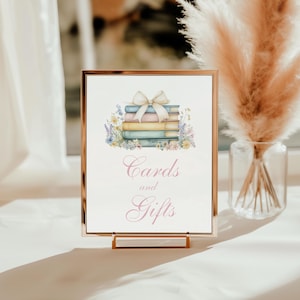 Modèle d'enseigne pour cartes et cadeaux A New Chapter Begins, enseigne personnalisée pour amoureux des livres, cartes et cadeaux de livre de contes, décoration de shower de bébé sur le thème du livre