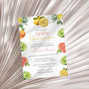 Main Squeeze Bridal Shower Invitation, Citrus Bridal Shower Invite, Lemon Bridal Shower Invite, She Found Her Bridal Shower Invitation