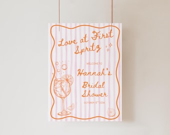 Letrero de bienvenida para despedida de soltera "Amor a Primera Vista", plantilla editable de decoración nupcial (descarga digital)