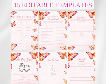 He Gives Her Butterflies Bridal Shower Games, Butterfly Bridal Shower Games, Lifetime of Butterflies, He Gives Me Butterflies, Games Bundle