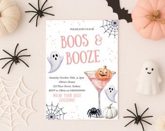 Boos and Booze Halloween Party Einladung, bearbeitbare Cocktail einladen Vorlage (digitaler Download)
