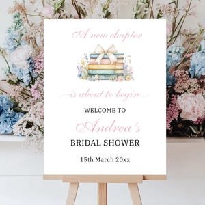 A New Chapter Bridal Shower Welcome Sign, Storybook Sign, Book Lover Bridal Shower, Wildflower Shower Sign, New Story Editable Sign Template