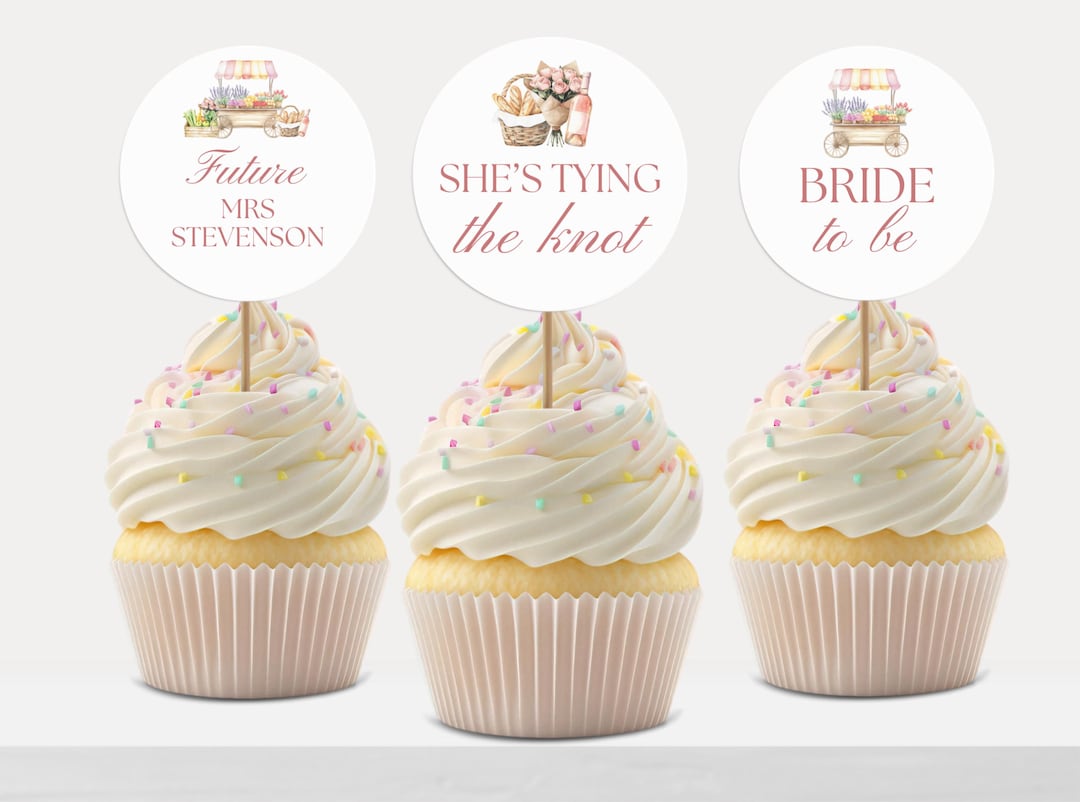 She's Fresh off the Market Bridal Shower Cupcake Topper Template
