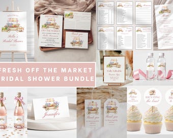 Farmers Market Bridal Shower Bundle, Editable Decor Templates