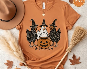 Pumpkin Chicken Fall Retro Halloween PNG, Halloween Witch Thanksgiving Turkey, Spooky Season Vintage trendy shirt designs, Chick or Treat