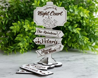 Night Court Velaris-miniborden | Op ACOTAR geïnspireerd houten bureaudecor | Booktok Fantasy plankdecor | Cadeau voor liefhebbers van fantasyboeken