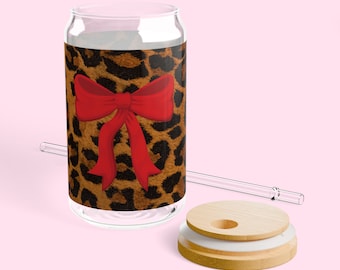 Cheetah Tumbler,Coquette Aesthetic,Cheetah Print Glass Cup,Leopard Print Tumbler,Cheetah Print Gift,That Girl Aesthetic,Dorm Room Essentials