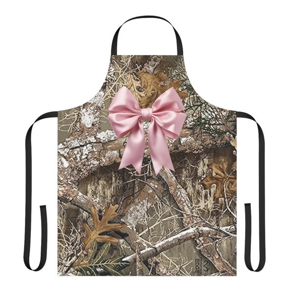 Realtree Camo Pink Bow Apron,Coquette Apron,Realtree Camo Gift,That Girl Aesthetic,Soft Girl Aesthetic,Pink Camo Apron,Coquette Aesthetic