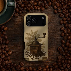 iPhone-skal med botanisk kaffekvarn: Vintage cafékonst (iPhone 17-13-serien)