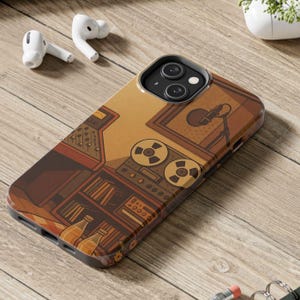 レトロなレコーディングスタジオのiPhoneケース：ヴィンテージミュージックルームアート