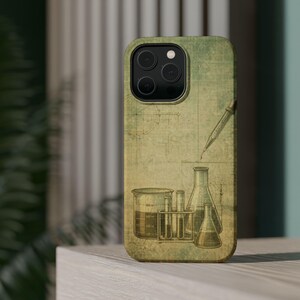 Vintage Chemistry Blueprint Art iPhone 17 16 15 Pro Max STEM Academia Case