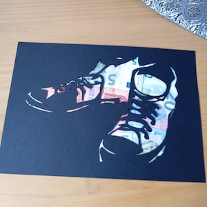 Geldgeschenk-Vorlage mit SCHUHE||CHUCKS||TEENAGER|Kreative schablone |Handgeschnittenes Papierwandbild |Sneaker|geschenk für eine Freundin