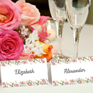 Wildflower Place Cards Template, Printable Place Cards, Wedding Name Cards, Boho Wildflower Wedding, Floral Borders.