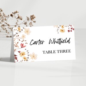 Minimal Wedding Place Cards Template Editable Place Card wildflower Place Card Editable Wedding Cards Editable Wedding table name Card