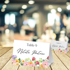 Wildflower Wedding Place Cards Template Editable Place Card wildflower Place Card Editable Wedding Cards Editable Wedding table name Card