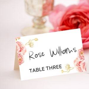 Minimal Wedding Place Cards Template Editable Place Card wildflower Place Card Editable Wedding Cards Editable Wedding table name Card