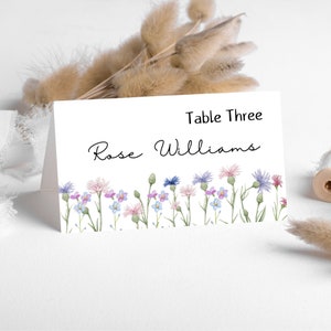 Wildflower Wedding Place Cards Template Editable Place Card wildflower Place Card Editable Wedding Cards Editable Wedding table name Card