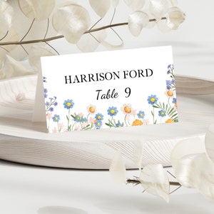 Wildflower Wedding Place Cards Template Editable Place Card wildflower Place Card Editable Wedding Cards Editable Wedding table name Card