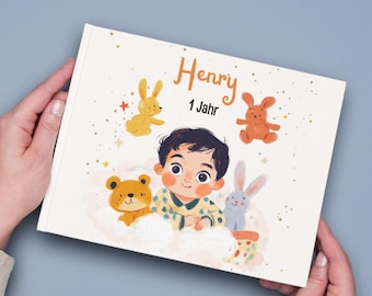 "Personalisiertes Buch für Kinder, 1. Geburtstag, Geschenk für Baby, Kleinkind, Taufe, Taufe, Benutzerdefiniertes Geschichtenbuch, Erinnerungsbuch, 1-jähriges Geschenk."
