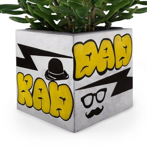 Graffiti planter | Rad Dad | Father’s Day Gift | Cactus and succulent planter | Street art | Cute desk planter | Square concrete planter