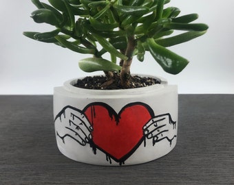 Personalisable graffiti planter | Cactus and succulent planter | Street art | Cute desk planter | Handmade | Architectural concrete planter