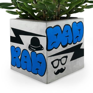 Graffiti planter | Rad Dad | Father’s Day Gift | Cactus and succulent planter | Street art | Cute desk planter | Square concrete planter