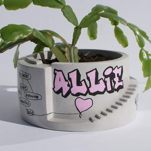 Personalisable graffiti planter | Cactus and succulent planter | Street art | Cute desk planter | Handmade | Architectural concrete planter