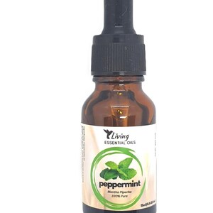 LIVING Peppermint Essential Oil 15ml (0.5 fl oz) For Meditation, Relaxation, Aromatherapy