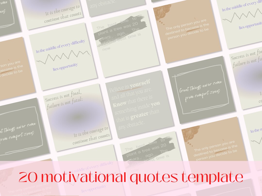 Motivational Quotes Template Canva Template 20 Quotes Canva Etsy