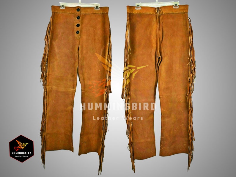 Christmas Gift, Native Apparel, Buckskin Pant, Hippy Pant, Suede Pant, Cowboy Suede Pant, Western Native Pant, 1980s, 1990s, Buckskin chap, Rodeo mountain man, western chap, horse riding chap, suede leather chap