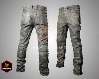 Men&#39;s New Brown Buckskin Bead Suede Pant Trouser, Jeans Brown Rugged Skin Pant, Hippy Cowboy Pant With Fringes Trouser, Cowboy Vintage Style