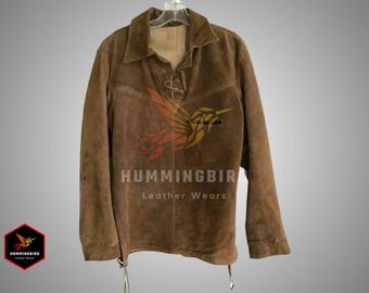 Men's Handmade Fringe Leather Western Shirt: Cowboy Rodeo Style