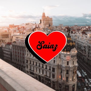 Sainz Heart Ferrari F1 Driver Sticker, Carlos Sainz Sticker, F1 Sticker, Formula 1 Sticker, Ferrari F1, Vinyl Laptop Sticker