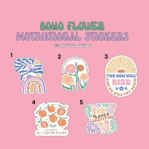 Pegatinas Boho Bloom: citas inspiradoras para la motivación diaria
