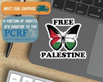 Free Palestine Butterfly Sticker: Glossy Vinyl Decal