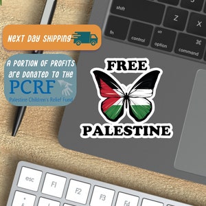 Free Palestine Butterfly Sticker, Free Palestine Kiss-cut Decal, Palestine flag sticker, Stand with Palestine Sticker, Free Palestine