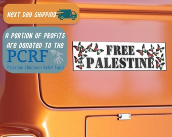 Free Palestine Butterfly Flag Sticker: Weatherproof Vinyl Car Decal