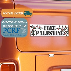 Free Palestine Butterfly Flag Sticker, Palestine Bumper Sticker, Laptop Sticker, Car Decal