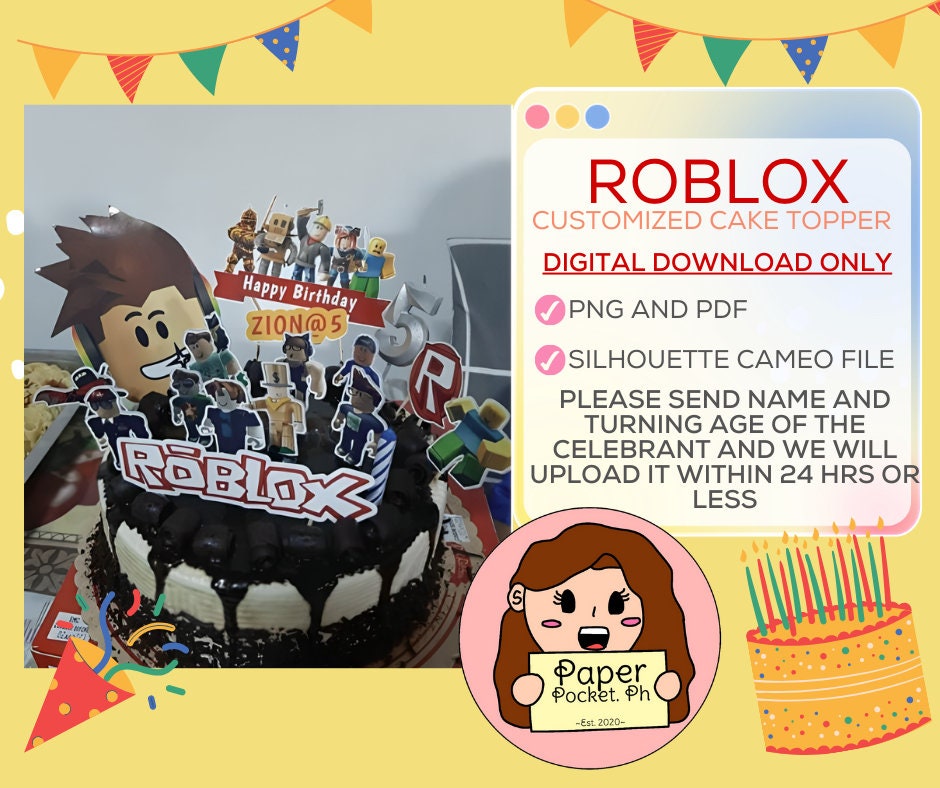 Roblox Cake Topper Custom Digital Printable Only PNG PDF Silhouette ...
