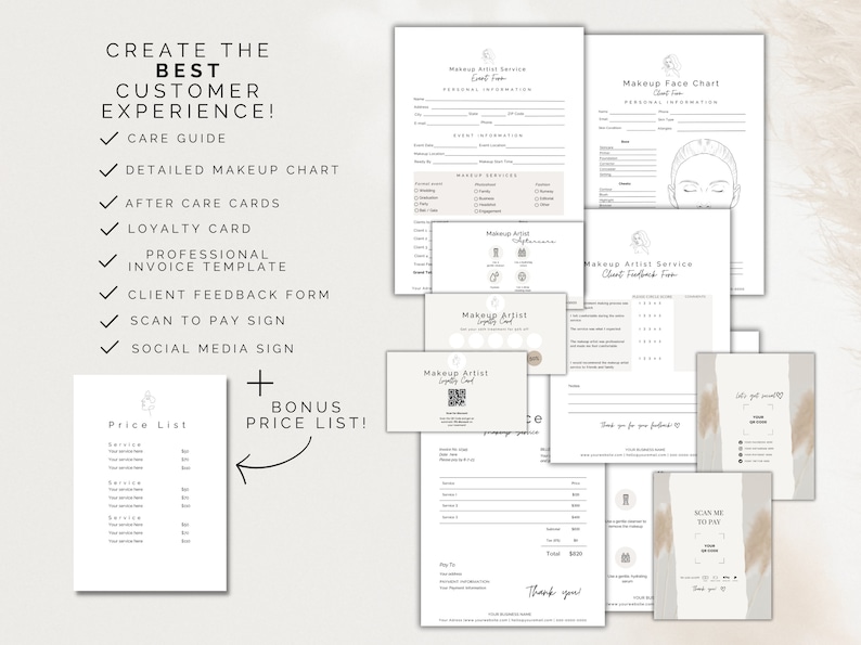 Makeup Artist Contract Makeup Service Contract MUA Contract Bridal Makeup Contract Makeup Face Chart Makeup Agreement QR Code immagine 8