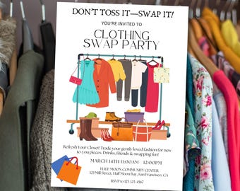 Clothing Swap Party Invitation Template: Editable Digital Evite (Canva)