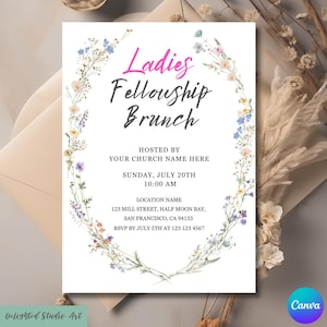 Ladies Fellowship Brunch Invitation: Floral Church Event (Digital Template)
