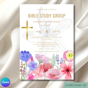 Floral Bible Study Invitation Template: Editable Church Flyer (Digital Download)