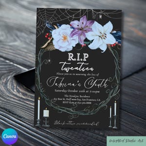 Modèle d'Invitation modifiable Mort à mes jeunes années 20, 20 ans Morte, RIP personnalisé années 20 20 30e anniversaire Evite inviter