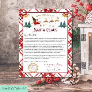 Carta de Santa personalizada editable del escritorio de Santa Navidad, Carta imprimible, Plantilla imprimible, Carta editable, DESCARGA INSTANTE
